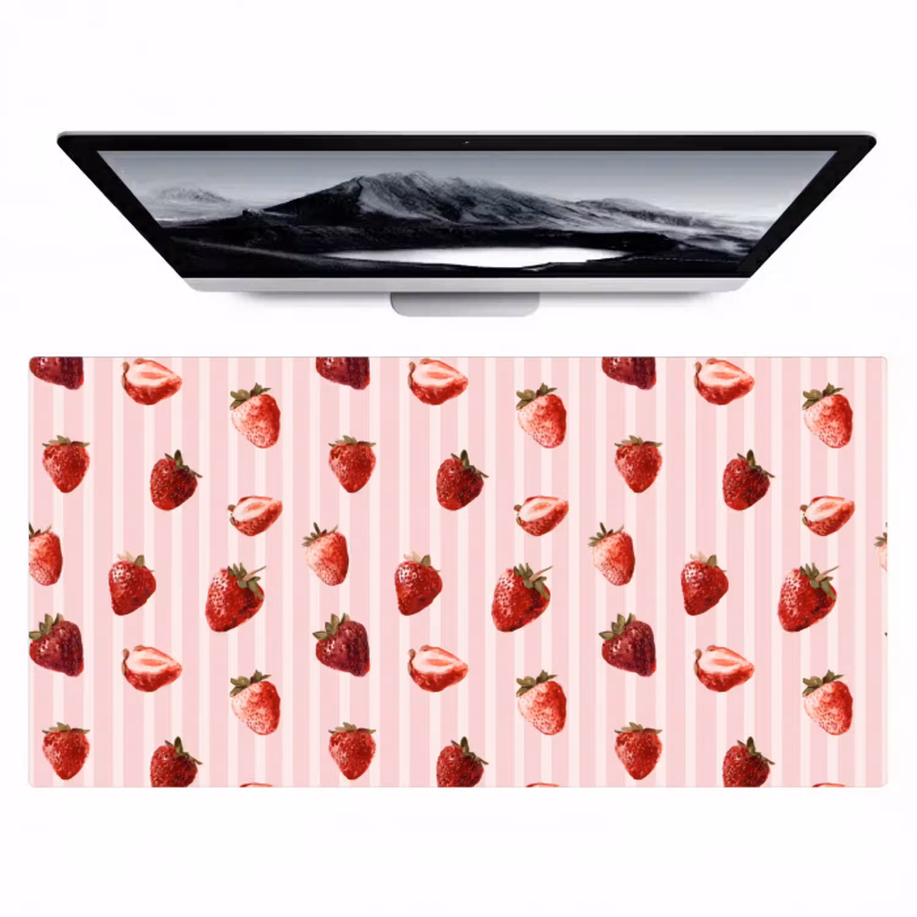 Strepen - Aardbei - Roze Muismat XXL klein 681 -zzz3d