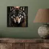 Dieren - Wolf - Portret - Zwart - Bruin aluminium wit klein -sfeer2