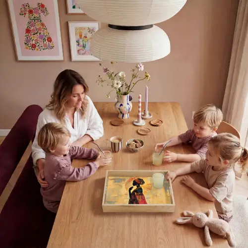Vrouw - Silhouet - Patronen - Sierlijk Dienblad Rechthoek middel -sfeer4