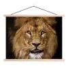 Leeuw - Portret - Zwart - Dieren textielposter latten blank klein -3d