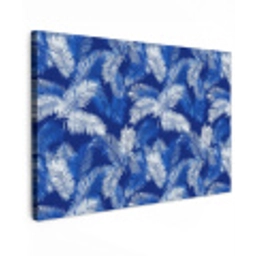 Palmblad - Patroon - Blauw Tuinposter op houten frame 2 cm dik klein 845 -3d