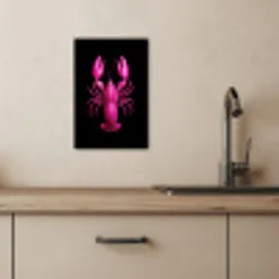 Kreeft - Felroze - Stippen - Opvallend KitchenYeah - Keuken - Canvas klein -sfeer2