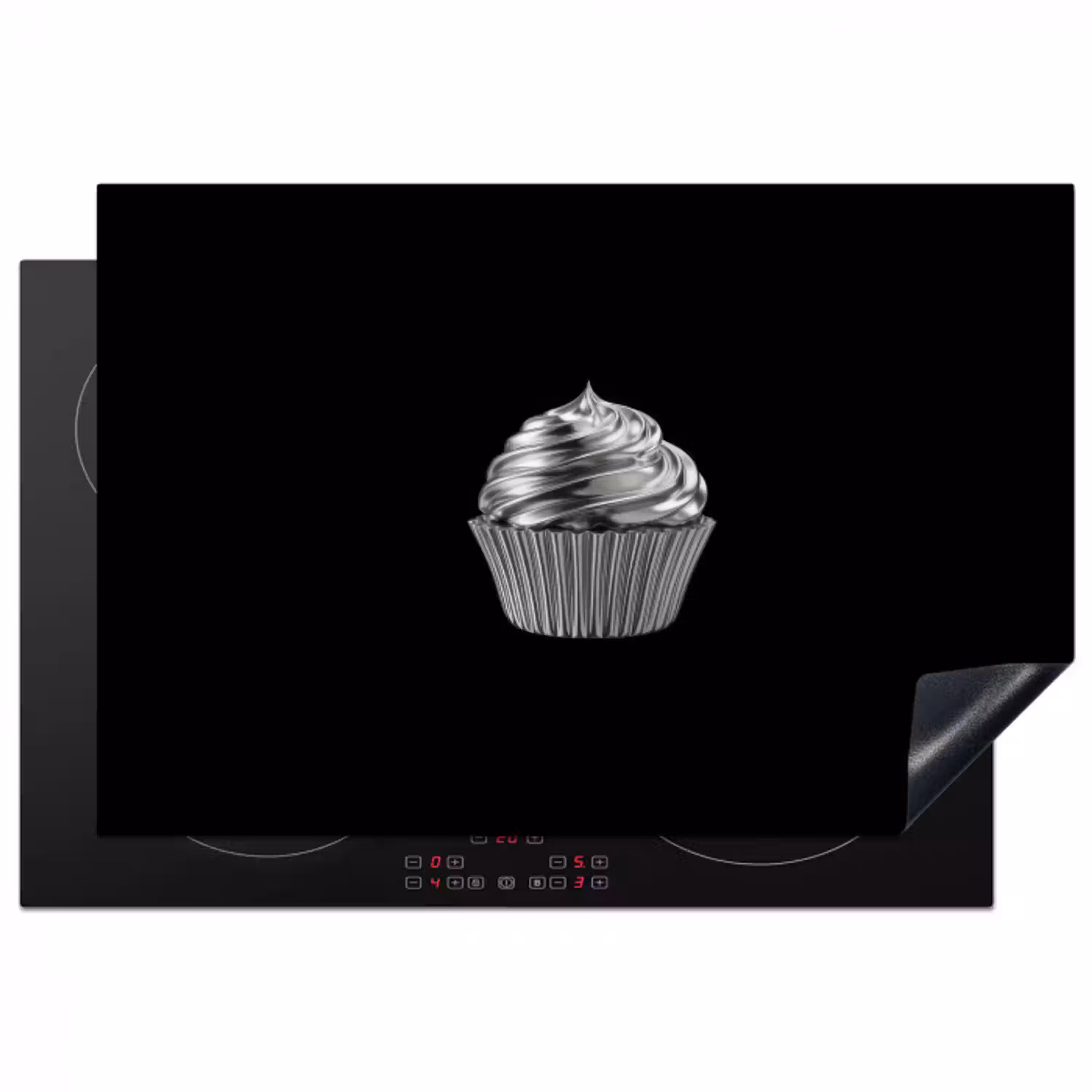 Cupcake - Luxueus - Zilver Inductie beschermer vinyl 3mm klein -3d