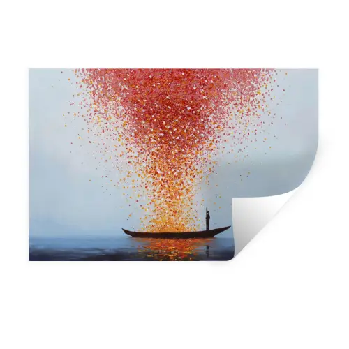 Wolk - Confetti - Boot - Wateroppervlakte Muursticker klein -3d