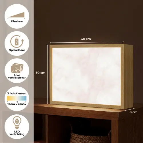 Wolkenstructuur - Roze - Marmer Light Box met batterij (Wandlamp) middel 907 -USP_websiteoverzichtNL