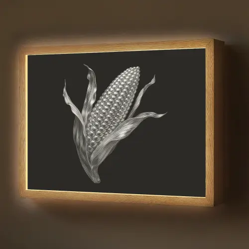 Maïskolf - Glanzend metaal - Elegant Light Box met batterij (Wandlamp) middel -z3d_website
