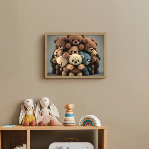 Teddybeer - Knuffel - Bruin - Design - Jongens - Meisjes Light Box met batterij (Wandlamp kind) middel -sfeer2_kind