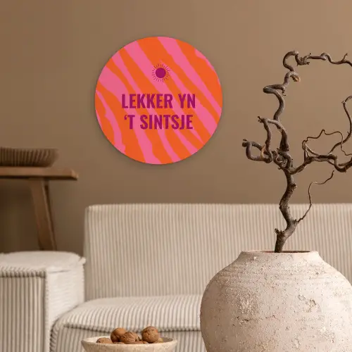 Quote - Zomer - Roze Wandcirkel plexiglas klein -sfeer1
