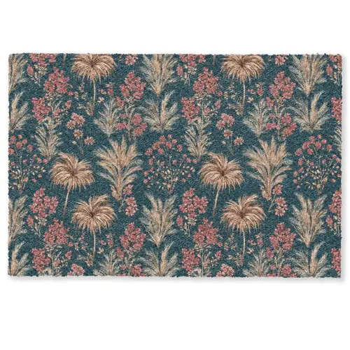 Botanisch - Patroon - Blauw Deurmat klein 898 -zkaufland3d