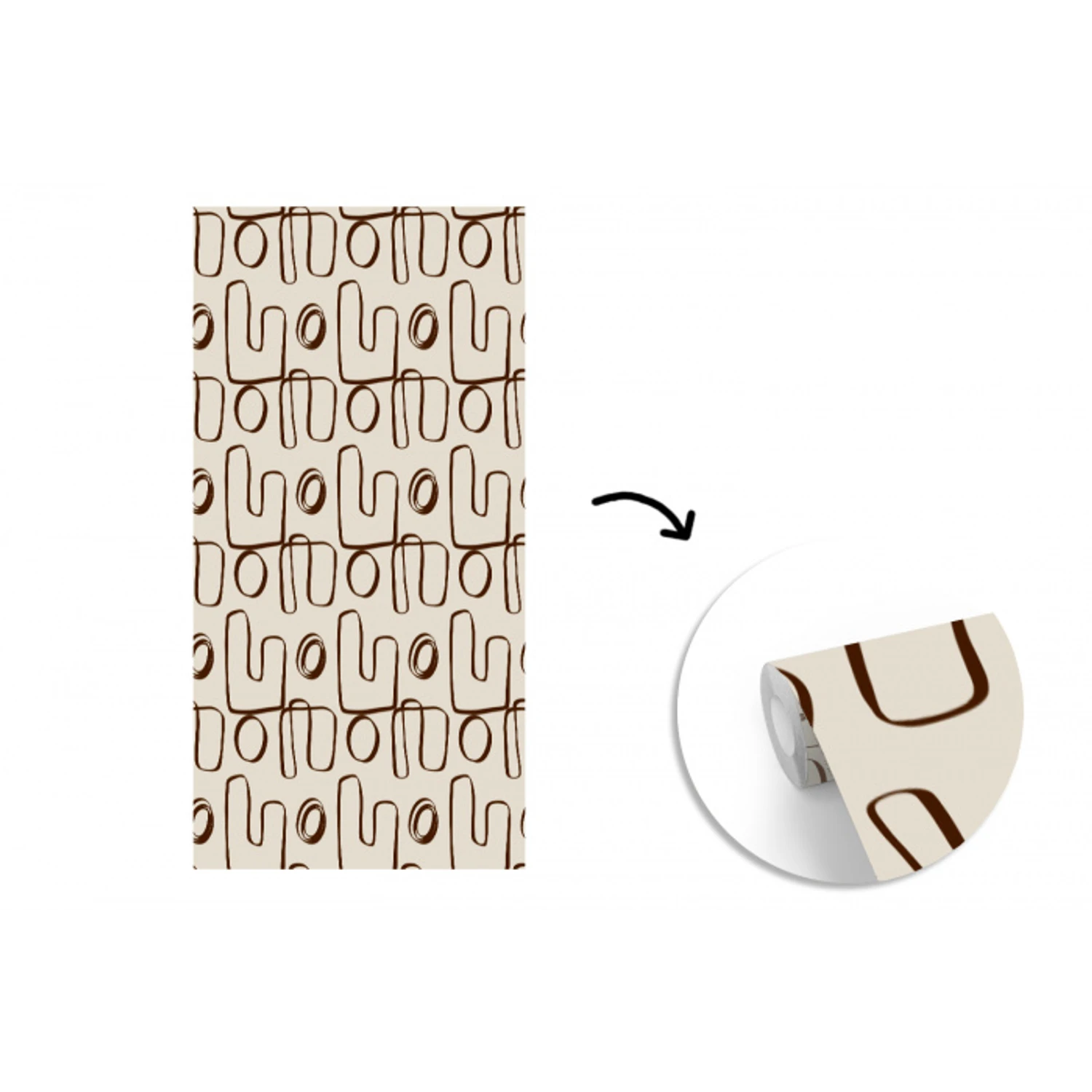 Lijnen - Beige - Patroon - Donkerbruin fotobehang vinyl groot 64 -3d