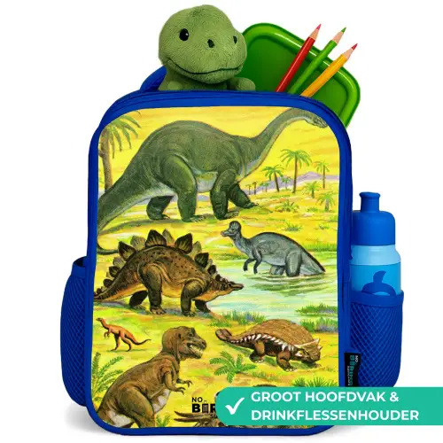 Dino's bij het water Kinderrugzak - Blauw middel -inhoud_NL