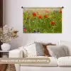 Lente - Bloemen - Rood - Klaproos - Gras - Groen Wandkleed katoen middel -sfeer1