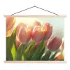 Tulpen - Roze - Zonnestralen textielposter latten blank klein -3d