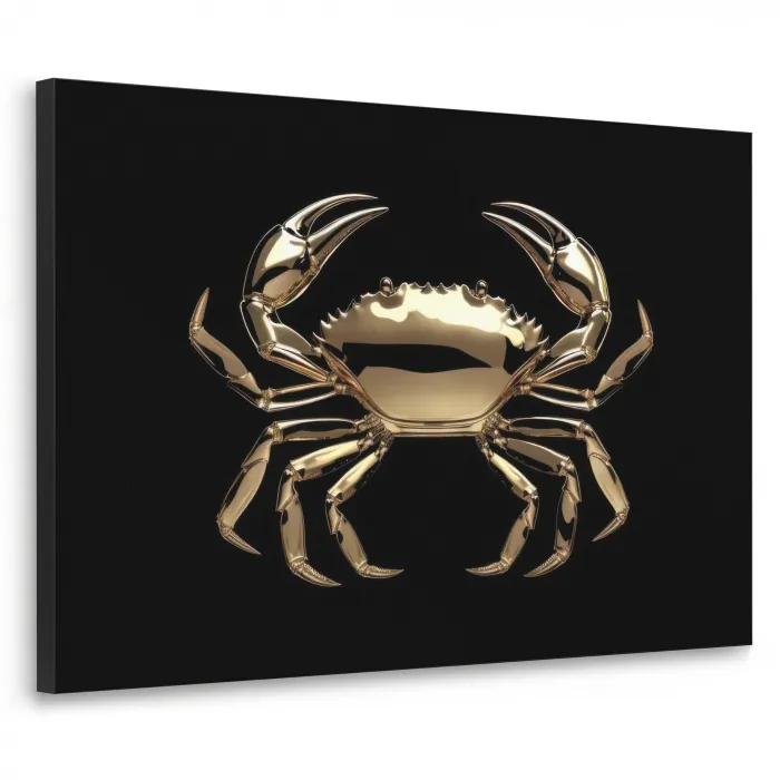 Goud - Krab - Dieren - Zwart Textielframe - compleet frame klein -3d