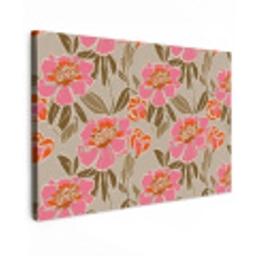 Pioenrozen - Patroon - Roze Tuinposter op houten frame 2 cm dik klein 845 -3d