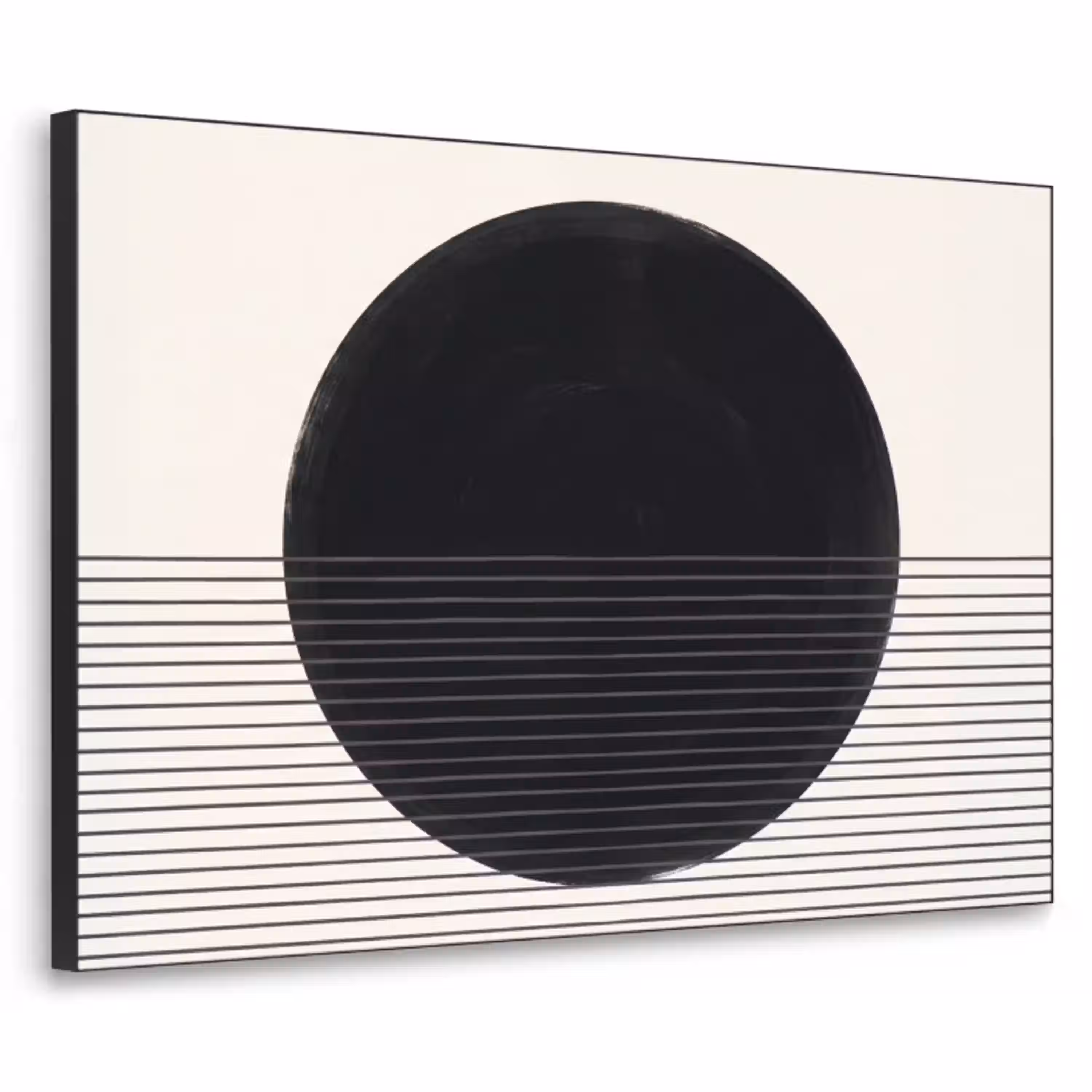 Cirkel - Lijnen - Abstract Textielframe zwart klein -3d