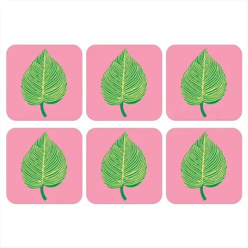 Illustratie - Blad - Minimalistisch - Groen onderzetter kurk middel -3d
