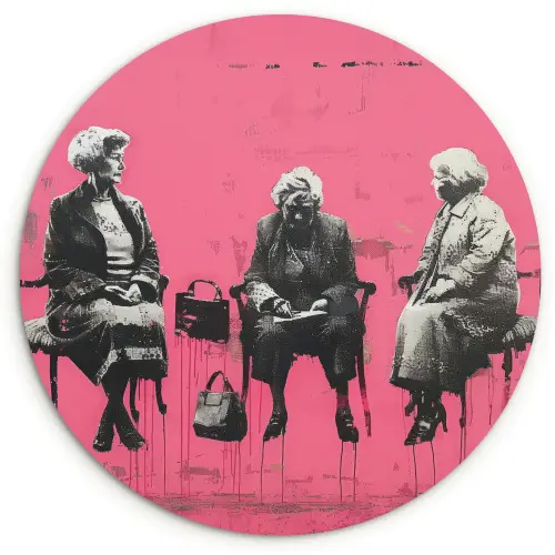 Graffiti - Vintage - Zwart - Street art - Roze - Banksy Wandcirkel kunststof plaat 5mm dik klein -3d