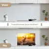 Hert - Dieren - Zonsondergang - Winter - Heide - Natuur keuken achterwand spatscherm klein -voor_na_NL