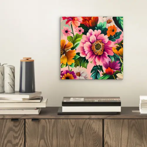 Bloemen - Kleurrijk - Roze aluminium wit klein -sfeer1