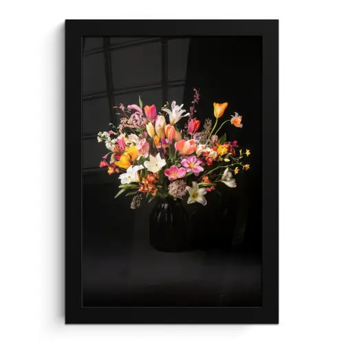 Vaas - Bloemen - Tulpen fotolijst zwart zonder passe partout klein -3d