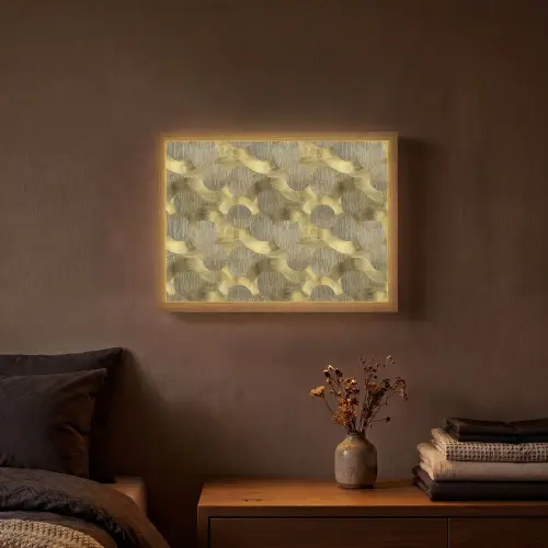 Modern - Geometrisch - Goud Light Box met batterij (Wandlamp) middel 907 -sfeer4