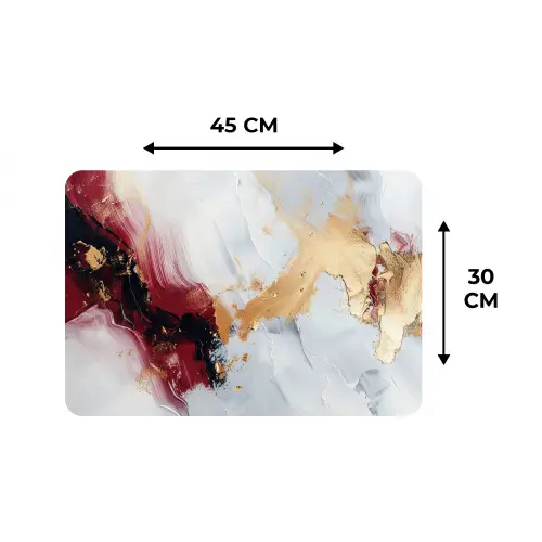 Rood - Abstract - Goud - Modern Placemat vinyl groot -specs
