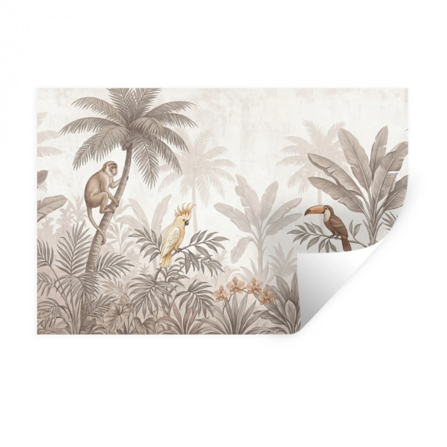 Jungle - Dieren - Palmbomen Muursticker klein -3d
