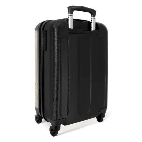 Minimal - Licht beige met gouden strepen NBS - Handbagage koffer - Unisex middel -achterkant