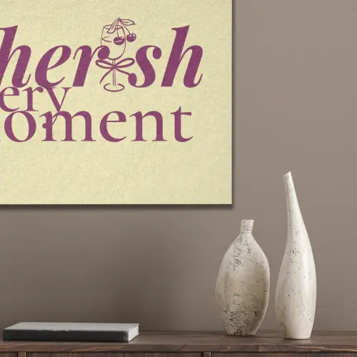 Cherish every moment - Cocktailglas - Geel PET vilt klein -sfeer6_closeup