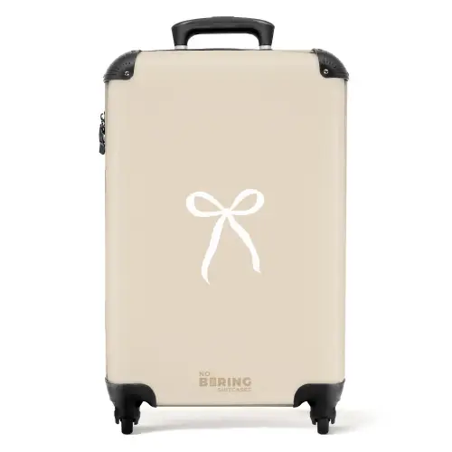 Witte strik op beige achtergrond NBS - Handbagage koffer - Kinderen Unisex middel -productfoto_recht