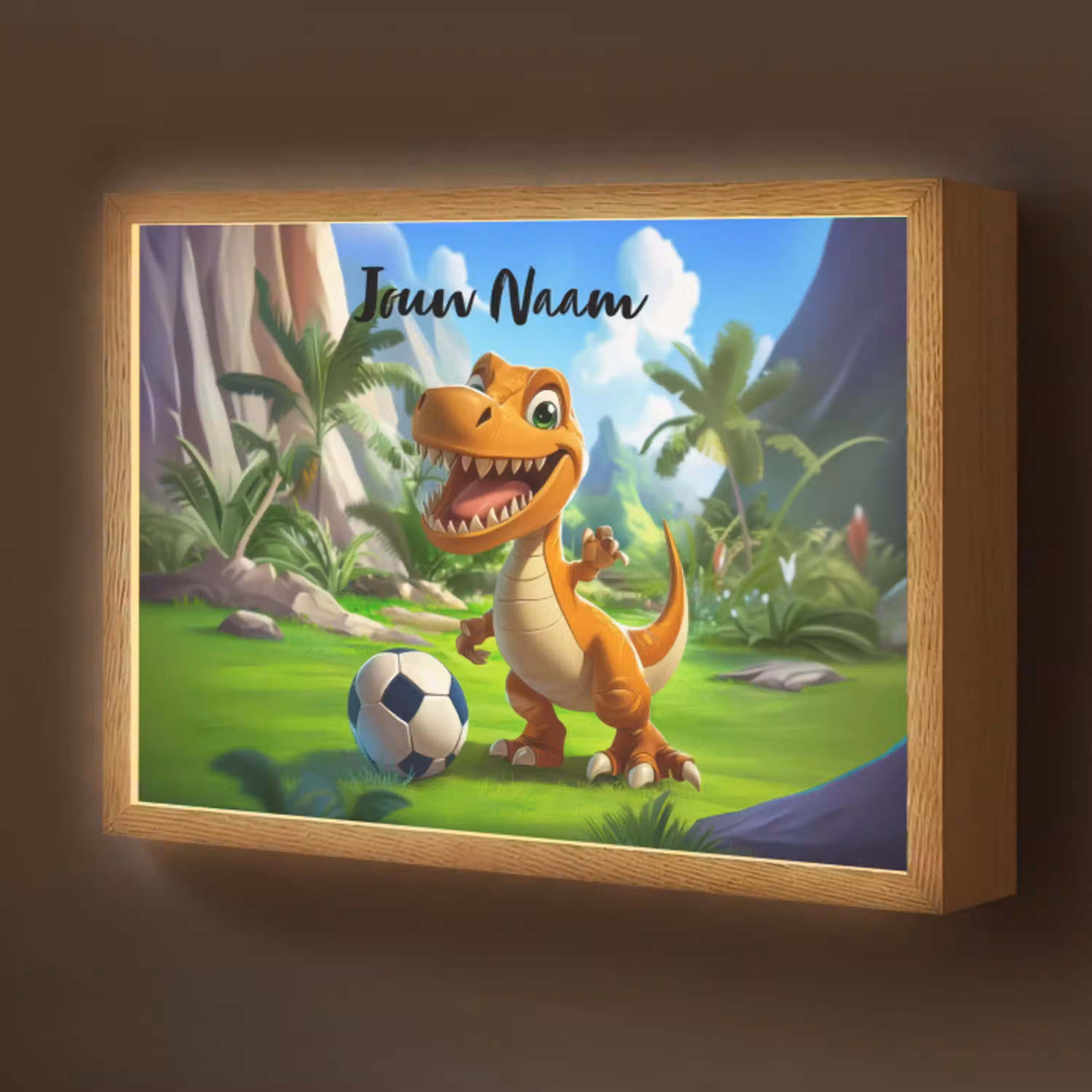 Dino - Voetbal - Groen Light Box met batterij (Wandlamp kind) middel -z3d_website