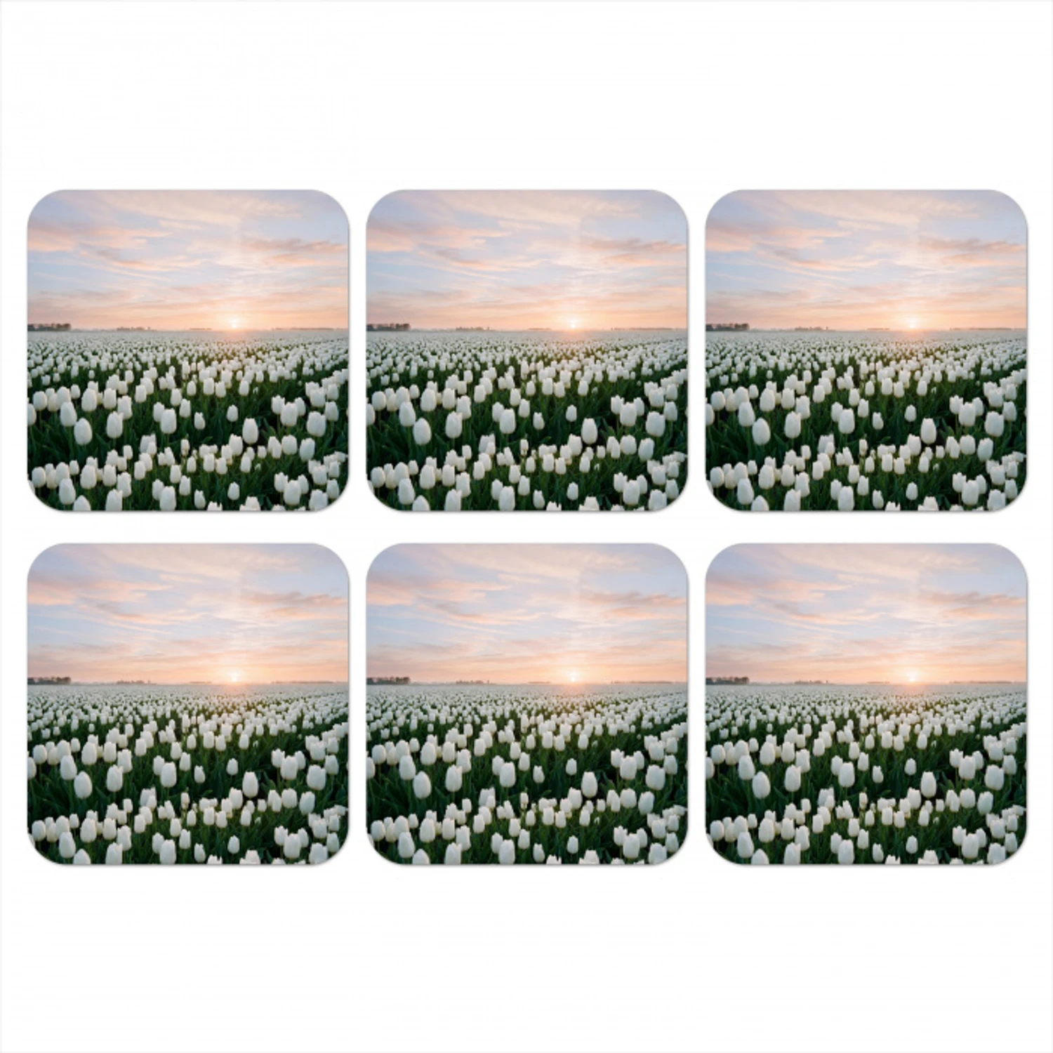 Tulpen - Landschap - Wit onderzetter kurk middel -3d
