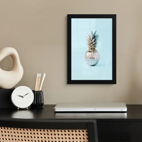 Blauw - Ananas - Disco - Discobal fotolijst zwart zonder passe partout klein -sfeer1