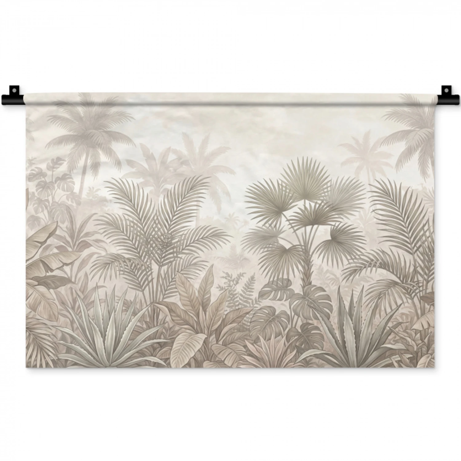 Jungle - Tropisch - Natuur -Vintage - Beige Wandkleed katoen klein -zz3d