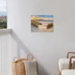Strand - Duin - Gras - Zonsondergang - Zee tuinposter los doek klein -sfeer8