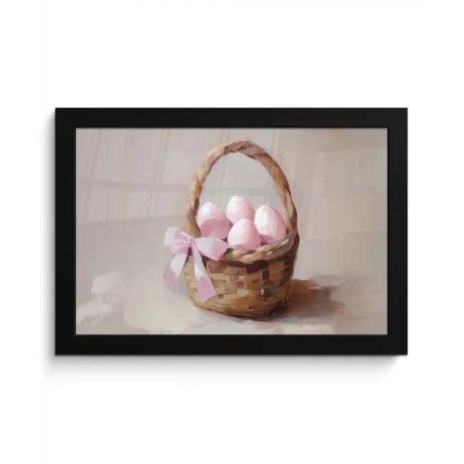 Mand - Eieren - Roze fotolijst zwart zonder passe partout klein -3d