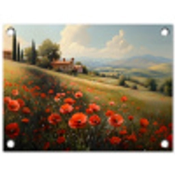 Klaprozen - Rood - Heuvels - Landschap tuinposter los doek klein -3d