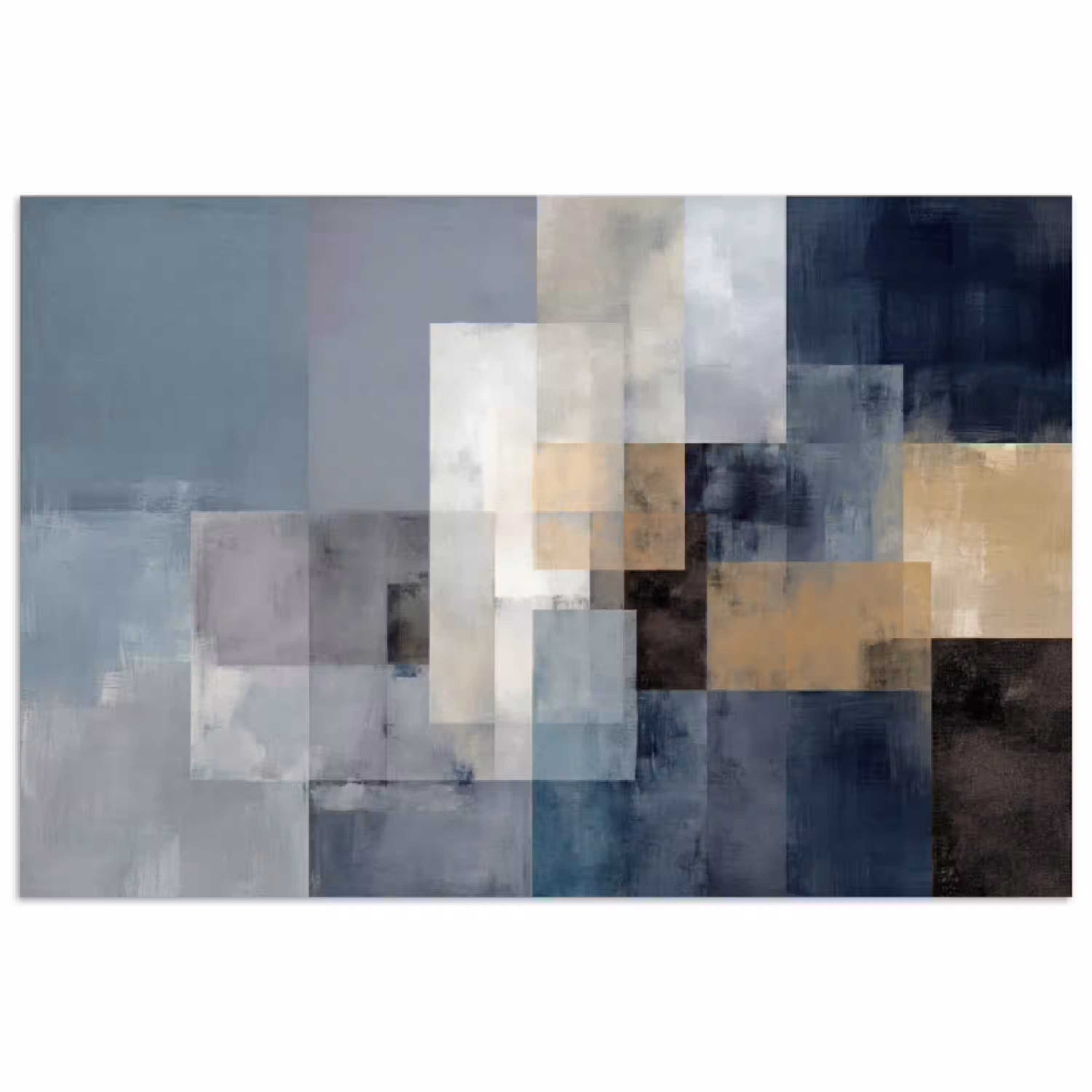 Rechthoeken - Abstract - Blauw poster papier klein -3d