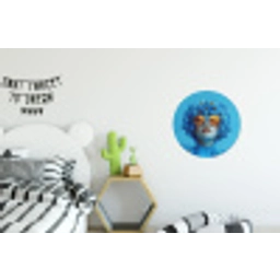 Vrouw - Bloem - Blauw - Modern - Bril - Portret Wandcirkel aluminium klein -kinderkamer