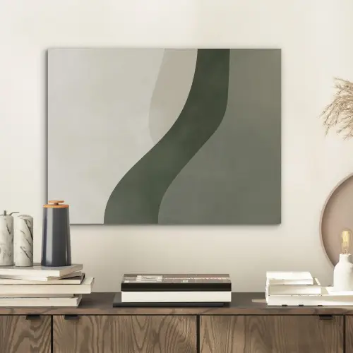 Japandi - Groen - Abstract - Modern PET vilt klein -sfeer1