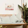 Palmbomen - Heuvels - Minimalistisch - Zachtroze tuinposter los doek klein -sfeer7
