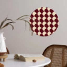 Rood - Tegelpatroon - Crème Wandcirkel behangsticker klein 186 -sfeer3