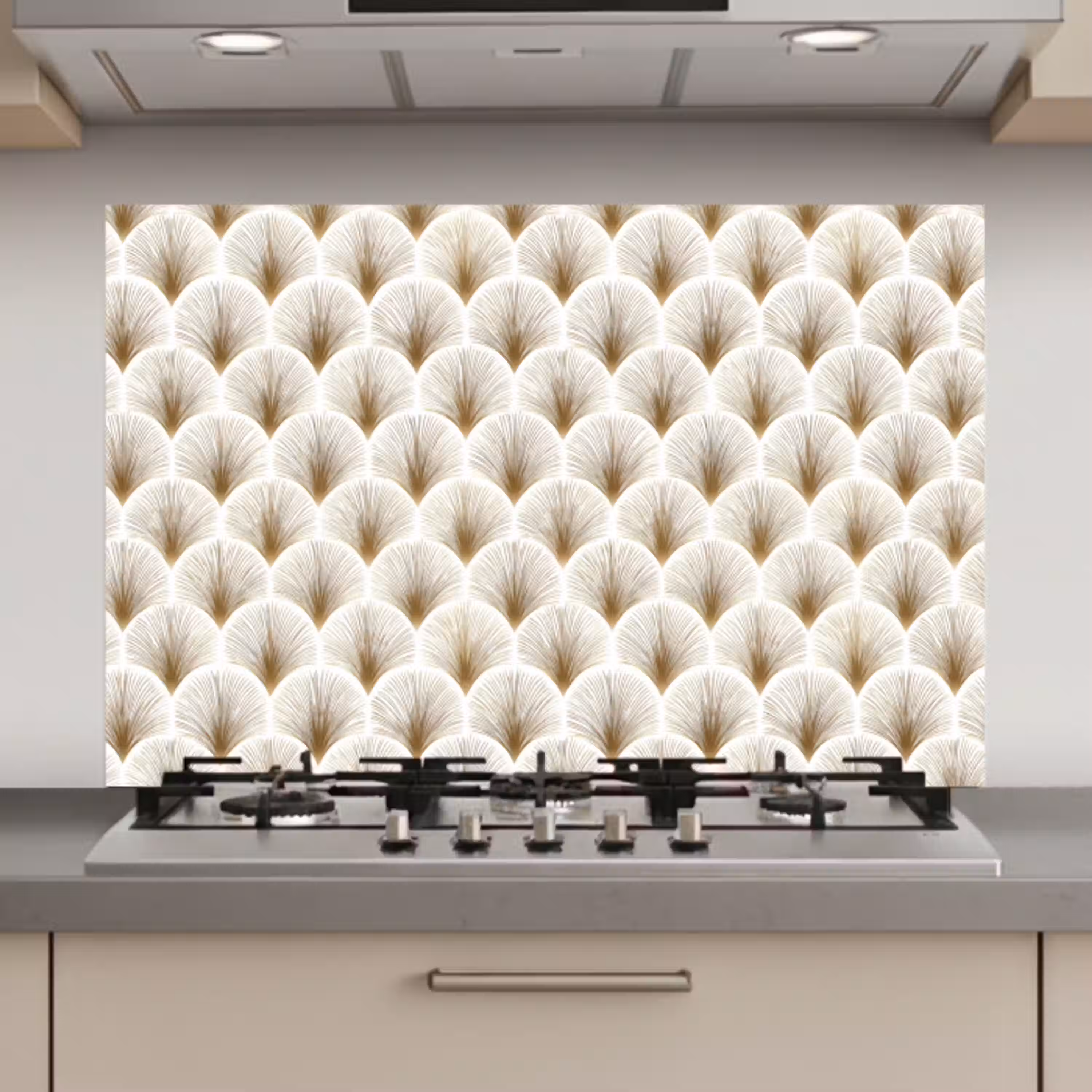 Waaiers - Art Deco - Elegant - Goud - Wit keuken achterwand spatscherm klein 900 -3d_website