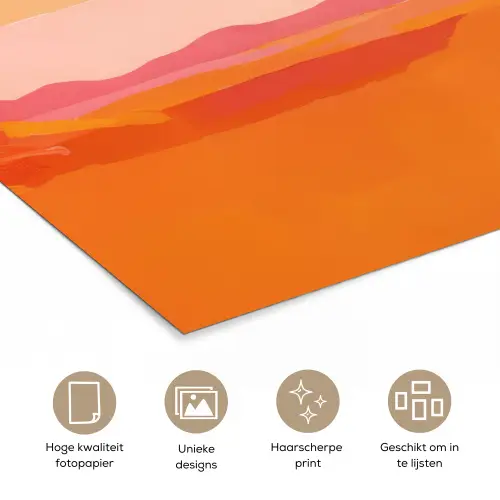 Zon - Abstract - Landschap - Oranje poster papier klein -closeup_NL