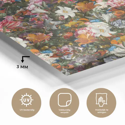 Bloemen - Vlinder - Design - Kunst - Abstract - Schilderij - Oude meesters plexiglas 5mm klein -sfeer2