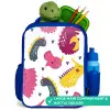 Dino - Patronen - Kind - Roze - Meisjes Kinderrugzak - Blauw middel -inhoud_UK