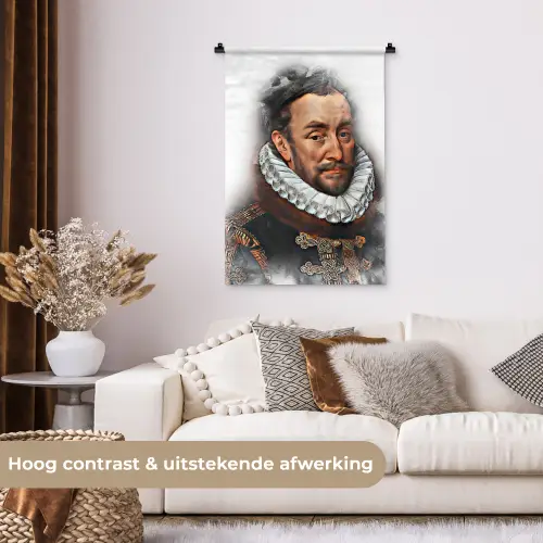 Willem van Oranje - Adriaen Thomasz - Rook Wandkleed katoen klein -sfeer1