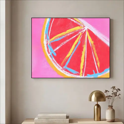 Grapefruit - Geschilderd - Roze - Strepen Textielframe zwart klein -sfeer2