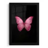 Vlinder - roze - Elegant fotolijst zwart zonder passe partout klein -3d